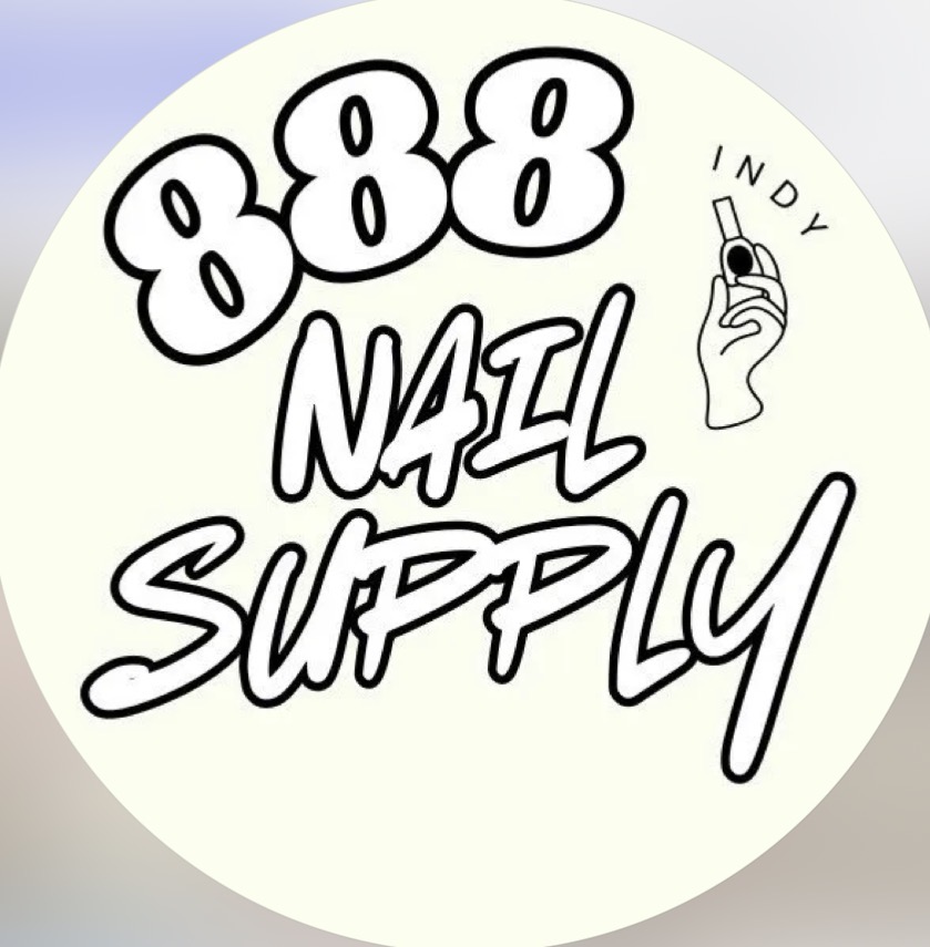 888 Nail Supply logo — circular badge with graffiti-style lettering and a hand holding nail polish